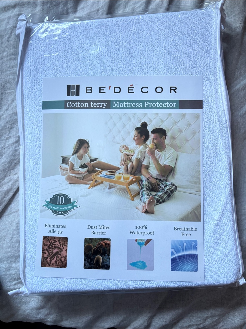 White Cotton Terry Mattress Protector